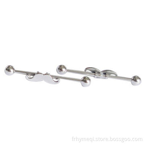 316L stainless steel 3D logo industrial barbell body jewelry